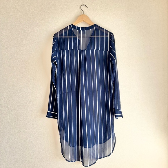 ASTR Sheer Button Up Long Sleeve Dress, XS - Picture 5 of 6